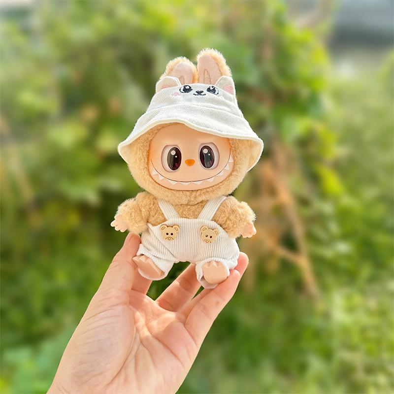 Labubu Clothes Cartoon Overalls 2-Piece Set For 17Cm Dolls Overalls& Cap Labubu Doll Clothes For Photography Props
