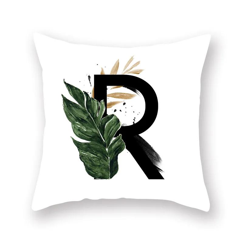 Sofa Pillow Cushion Wholesale Nordic Style Plant English Alphabet Peach Skin Pillowcase
