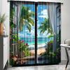 2pcs Tropical Beach Palm Tree Printed Curtains, Designed for Light Filtering, Quality Material, Ideal for Summer Holiday Home Wi