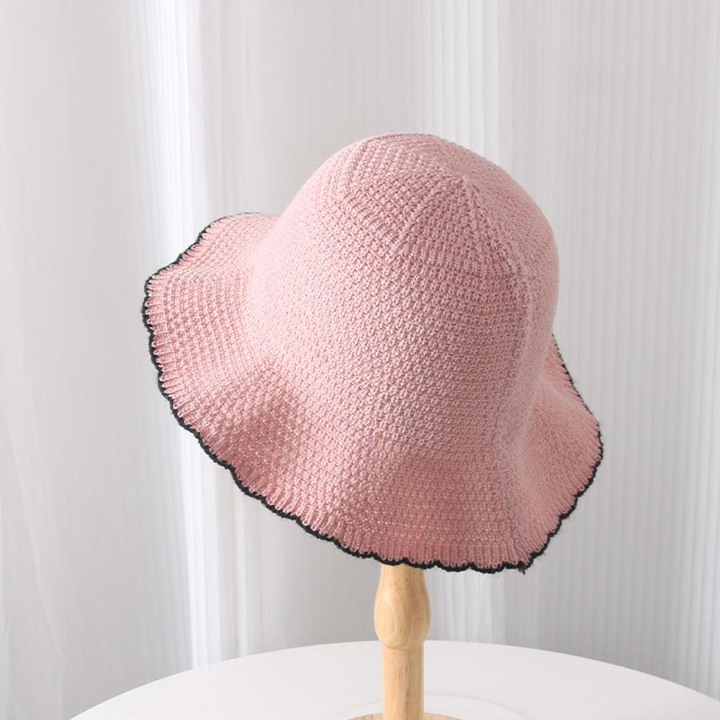 New spring and summer retro fashion bucket hat knitted basin hat casual sunshade sunscreen woven hat versatile
