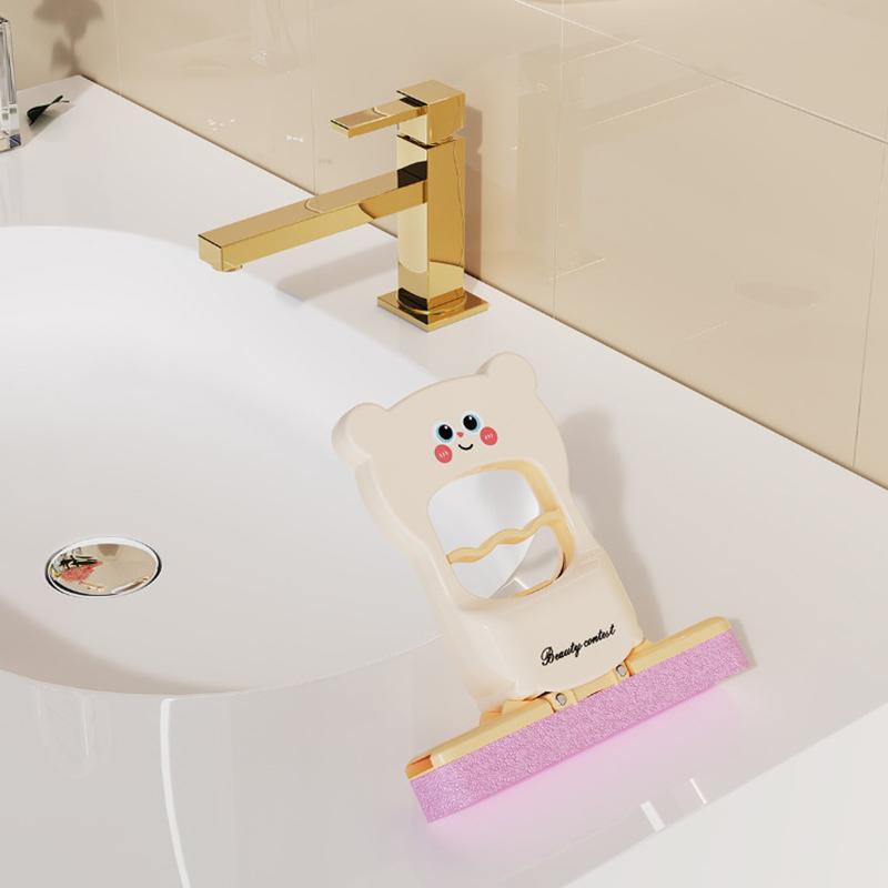 Mini Mocio Pieghevole da Scrivania Uso Umido Secco Su Scrivania Resistente Mop Piccoli Pigri Orso Cartone Animato Strumento per Pulire Tavoli