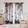 Set Of 2 Flat Printing Curtains Butterfly Pink Rose Versatile Durable Polyester Without Electricity Party Decorations Curtain