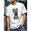 European Size Men's White Polyester Short Sleeve T-Shirt With Russian Lettering Print For Casual Wear