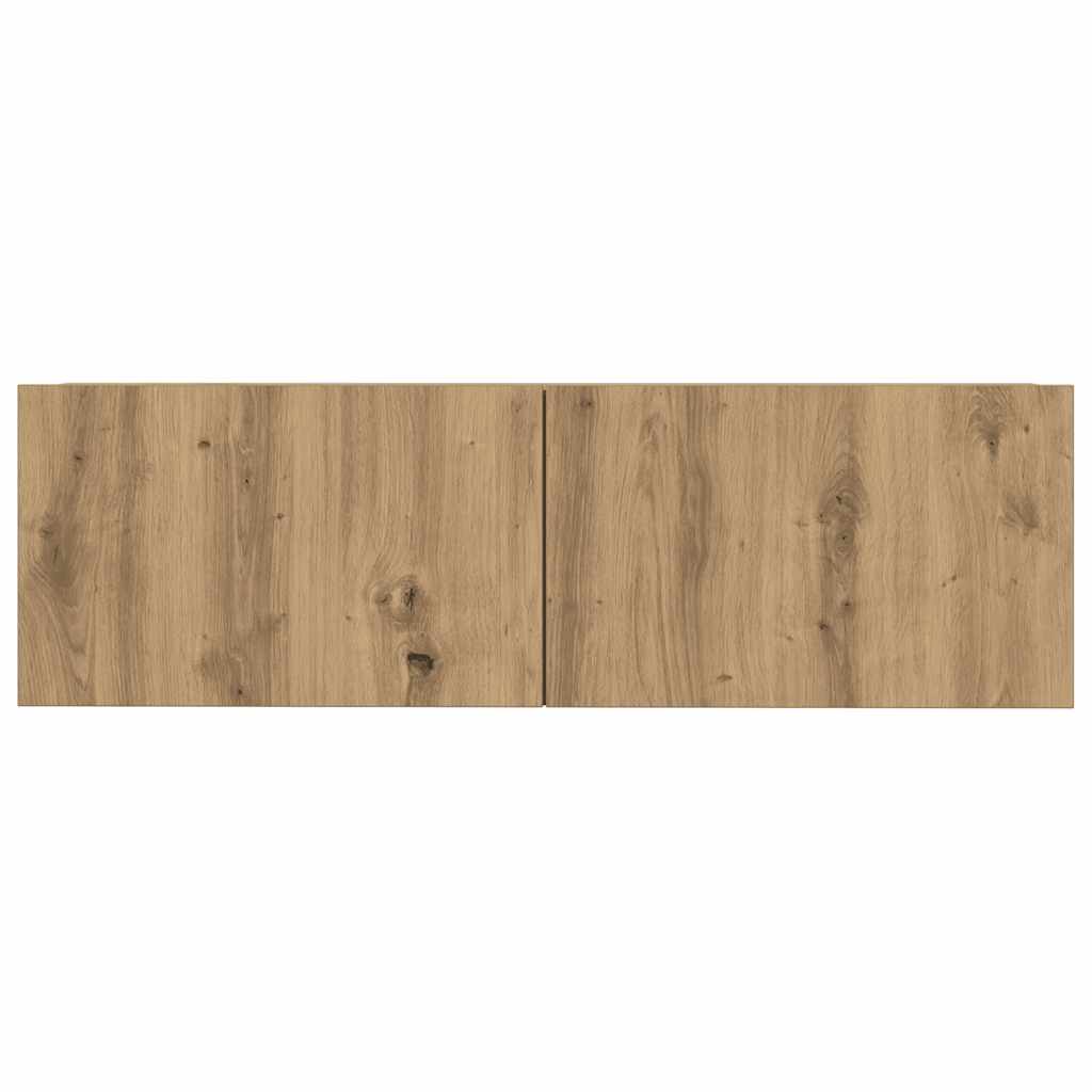 7 Piece Wall Mounted TV Cabinet Set Artisan Oak Wood Based Panel