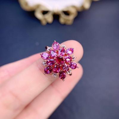 Bagues Flocon de Neige Éblouissantes Élégantes Et Luxueuses Pour Femmes Grappe de Pierres Précieuses Roses Bague de Fiançailles Bijoux de Mariage Brillants