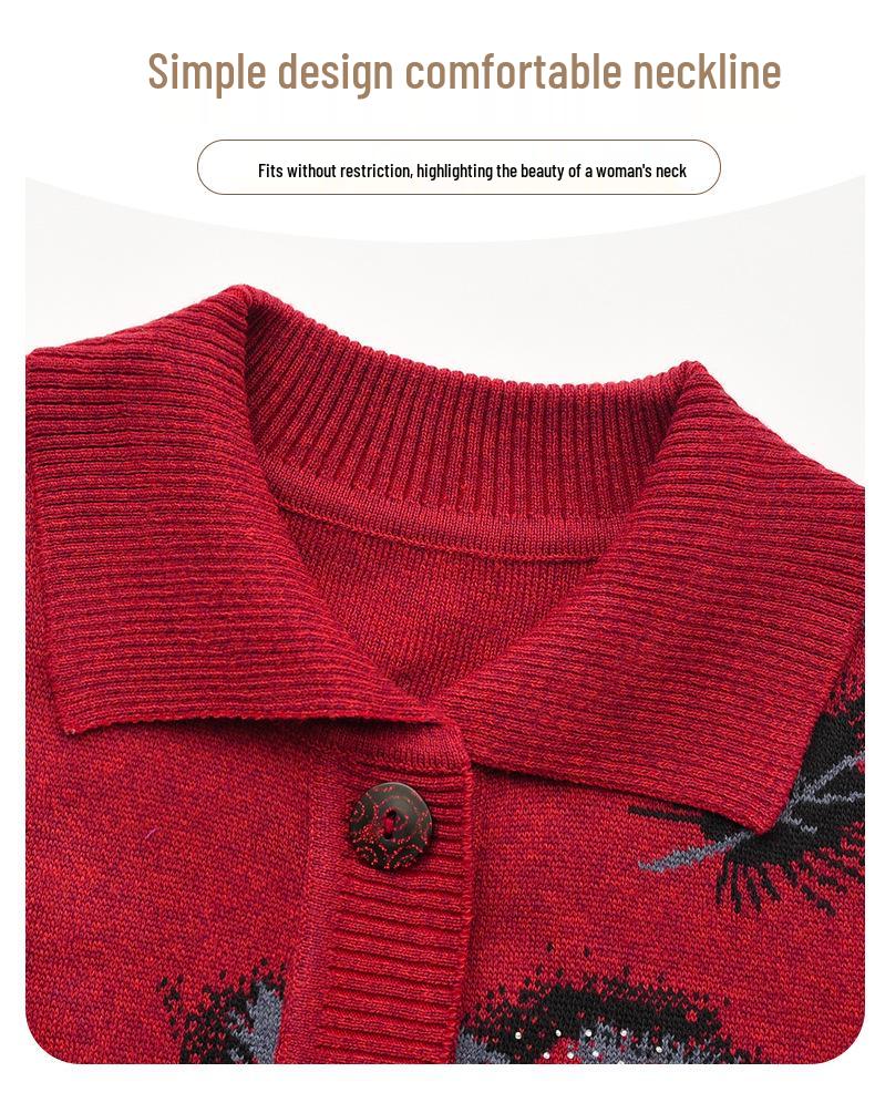 Grandma's Knitted Cardigan: Lightweight Spring Sweater for Elderly Women