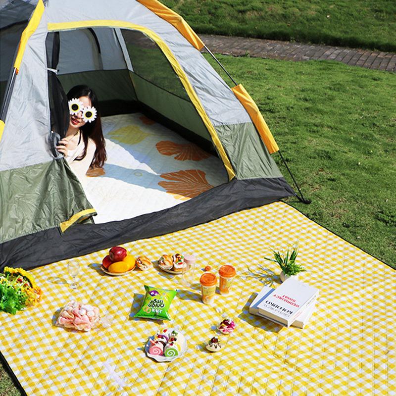 Ultrasonic Picnic Mat Thickened Camping Cartoon Panda Kitten Beach Mat Outdoor Travel Moisture-proof