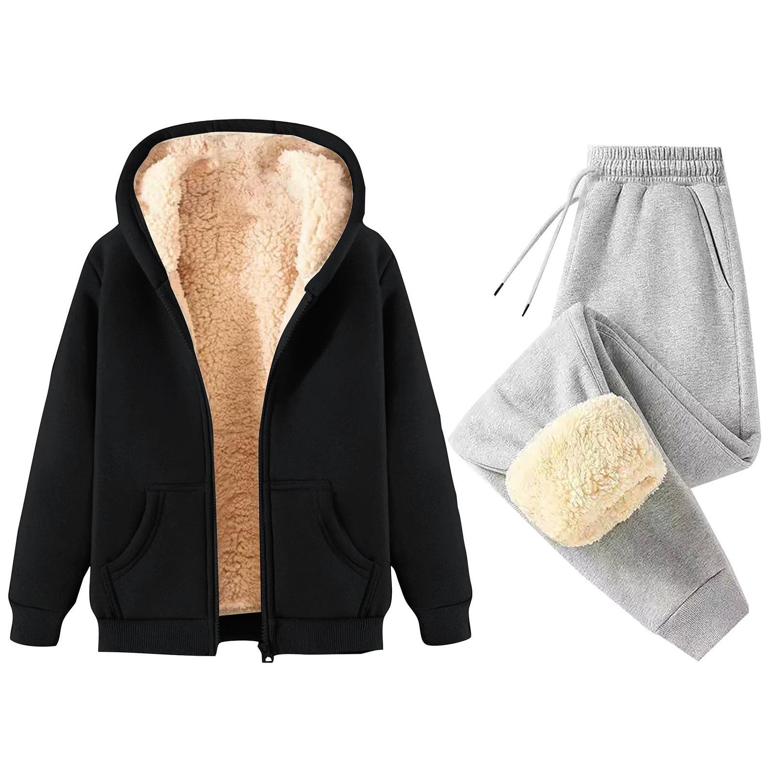 

Женская мода однотонная и зимняя утепленная толстовка с капюшоном на молнии, куртка, спортивные штаны, повседневный комплект из двух предметов XXXXXL