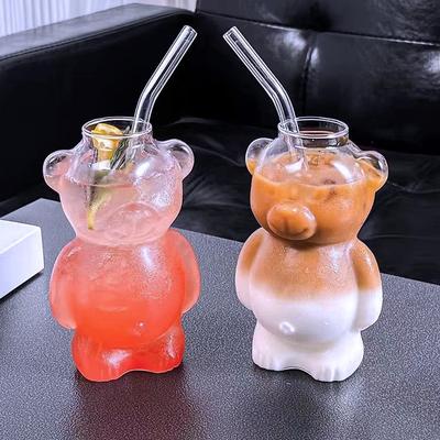 Caneca de Vidro Fofa de Urso Desenho Animado - Alto Borossilicato para Café, Água, Suco, Chá com Leite