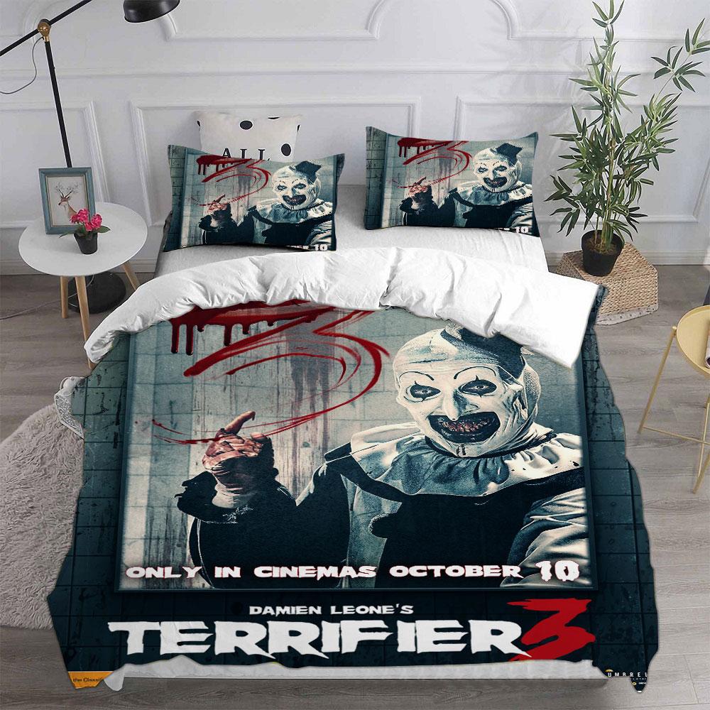 

Terrifier 3 (2024) Bedding Sets Bed Cover Comforter Duvet Cover Pillow Case 2-3 Pieces Sets Horror Christmas Decoration EU Single 135x200cm