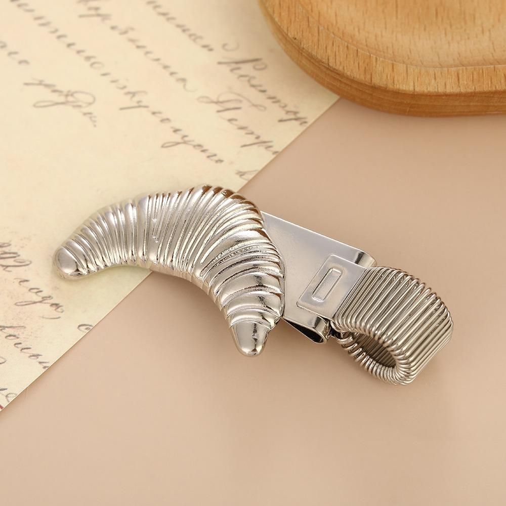 Elegant Metal Pen Clip Holder Croissant Shape Loop Pen Organizer Portable Bakery Pen Clip Office