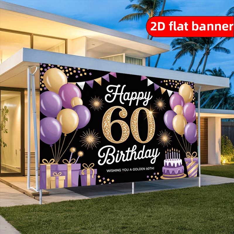 1pc 2D Flat Birthday Banner 'Happy Birthday' Fashionable Personality Decorative Exquisite Patterns for Holiday Party Decoration