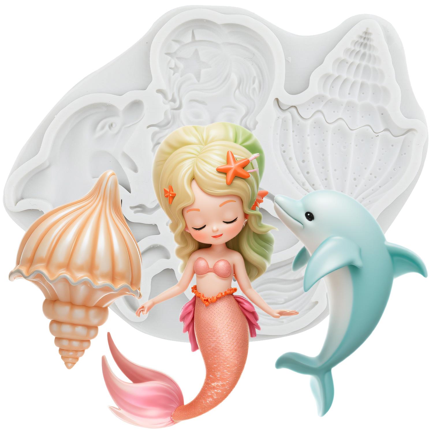 

Силиконовая форма Русалка Формы для мастики Дельфин Инструменты для украшения торта Топпер для кекса Конфета Смола Глина Шоколад Форма для гампасты серый