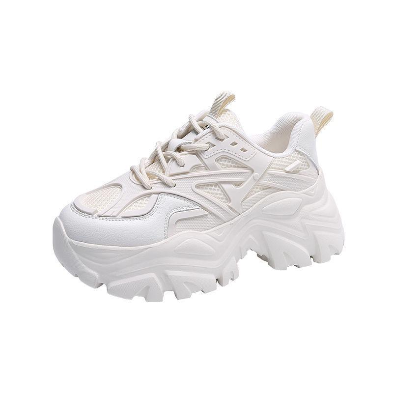 Fried Street Platform Shoes Women's Breathable Mesh Spring and Autumn New Black Versatile Casual Sneakers Tide