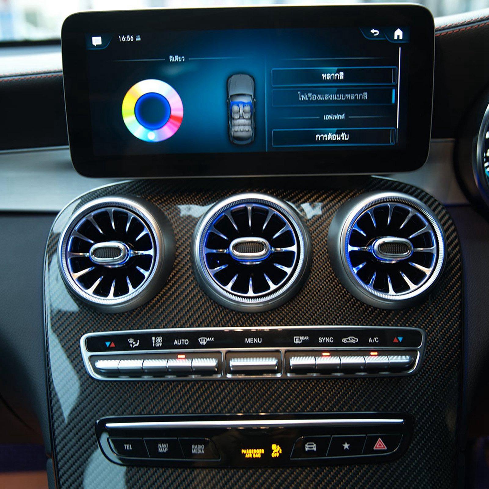 Kit Luce Ambientale LED Turbine Aeratore Anteriore 64 Colori Sostituzione per  C GLC‑Classe W205 2019‑2025 Turbine Aeratore nero