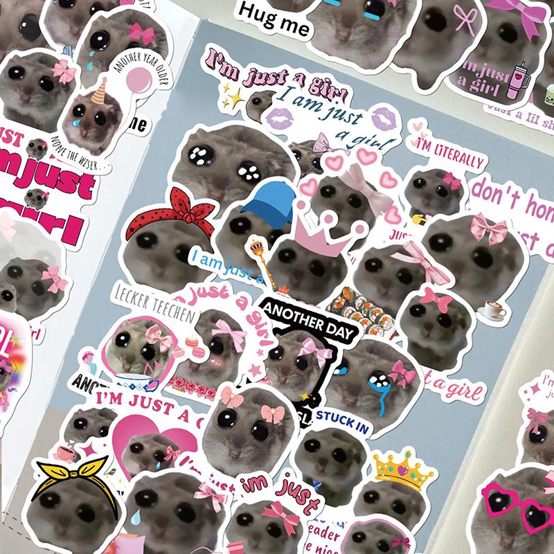 56 Pcs Sad Hamster Meme Room Decor Wall Art Stickers Papel Tapiz Pared Adhesivo Pegatinas De Pared Impermeable Cozinha Bookmark