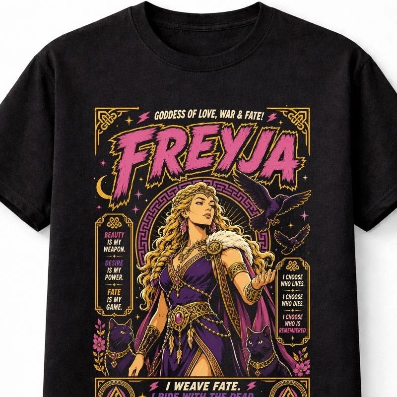 Freyja Norse Mythology Viking Goddess Raven Graphic Unisex TShirt S