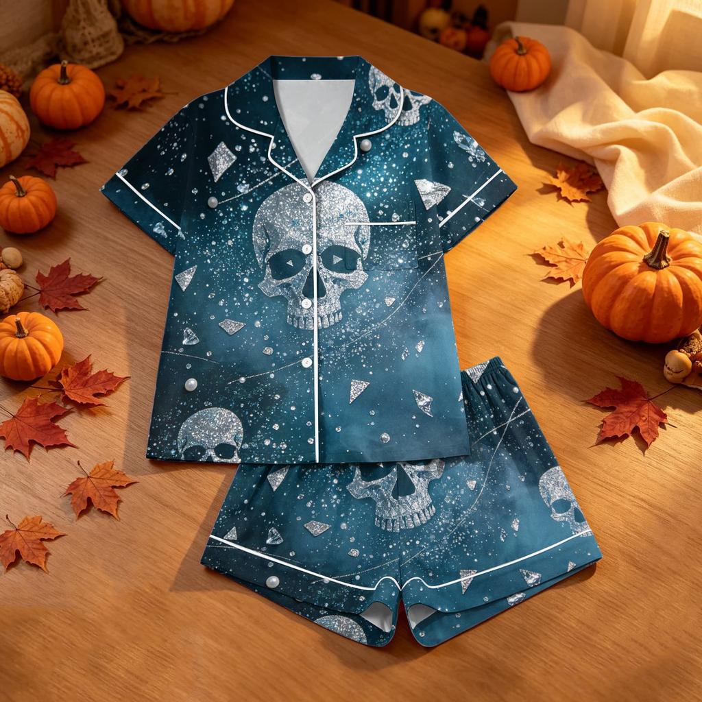 Women's Halloween Print Pajama Set 2 Piece Comfortable Sleepwear for Night