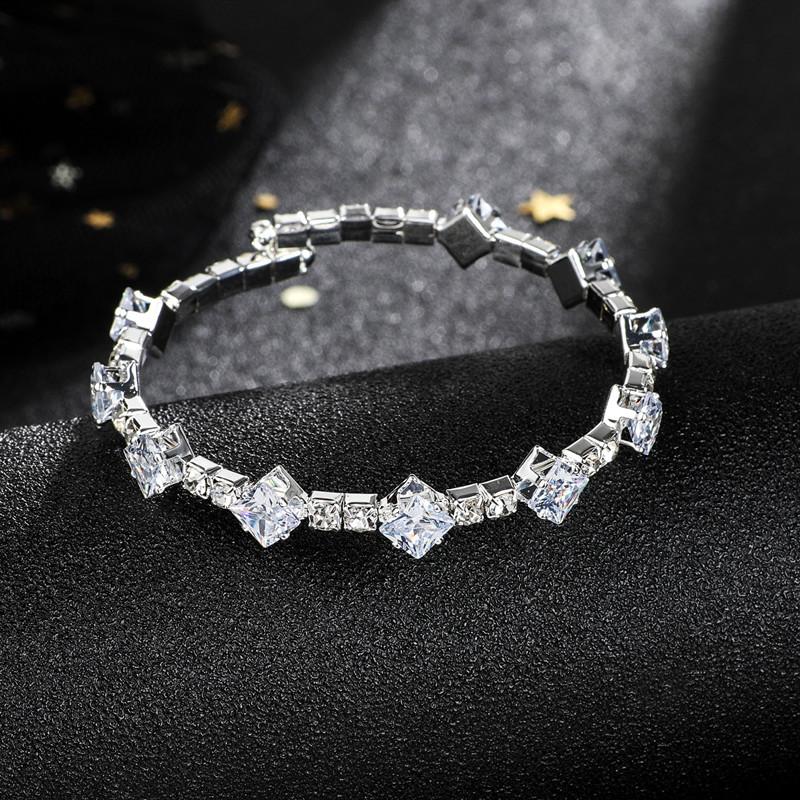 Single Row Luxury Full Diamond Bracelet Zircon Inlaid Claw Chain Bracelet Open Bracelet Jewelry