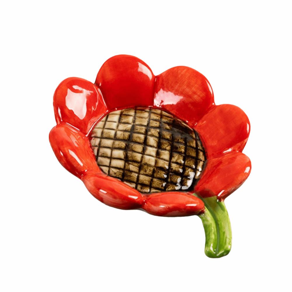 Sunflower-shaped Ceramic Soap Dish Non-slip Draining Tray Ceramic Soap Tray Compact Vintage Soap Holder Bathroom Decoration
