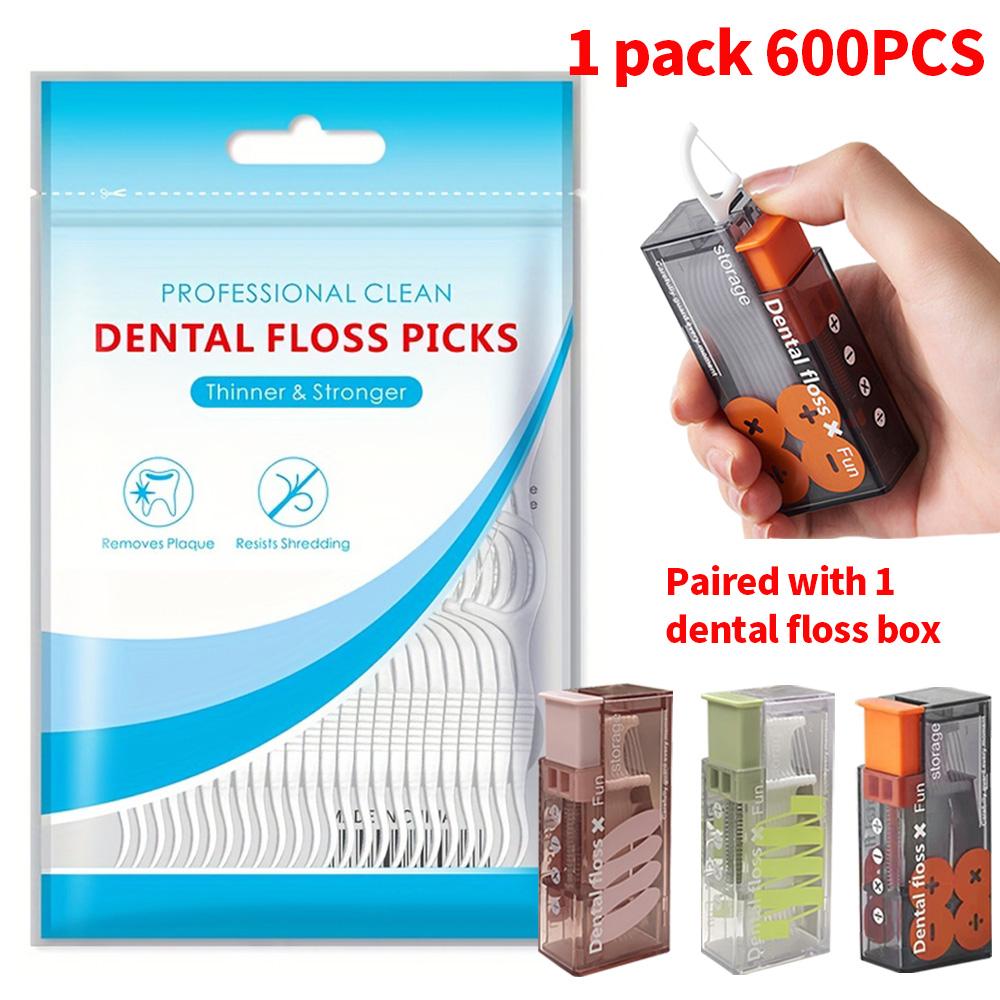 Fully automatic dental floss box equipped with 300/600PCS dental floss sticks - travel safe - keep in pocket when going out