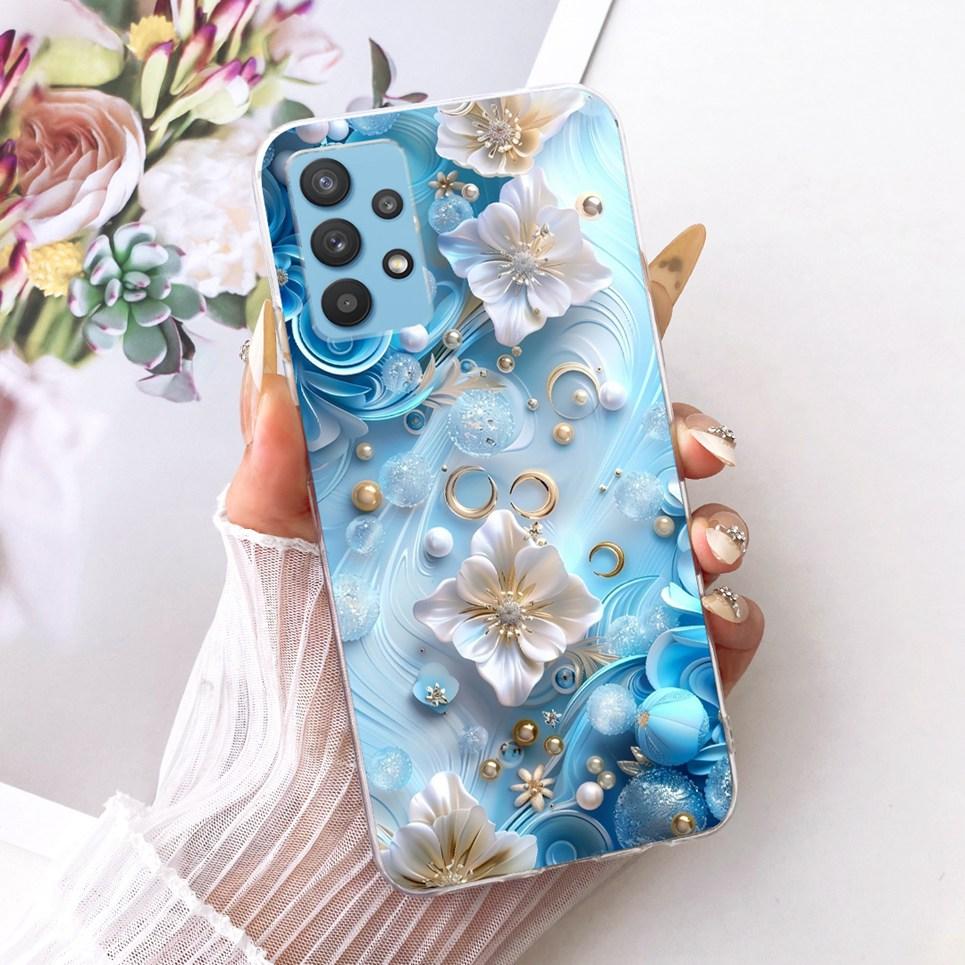 For Samsung Galaxy A32 4G 5G Samsung A33 5G A325F Phone Case Bow Pattern Colorful Butterfly Flower Soft Clear Silicone Casing