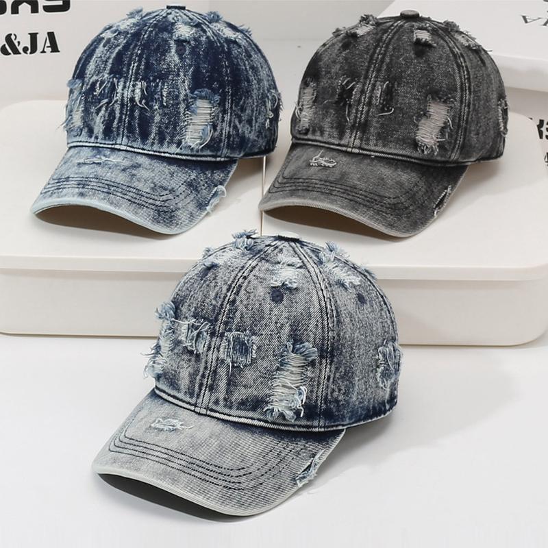 Ripped Denim Baseball Cap Unisex Sun Hat Vintage Cap