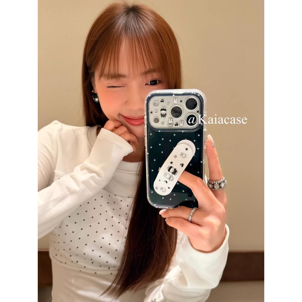 Sweet and Cool Black Star Cartoon Rabbit Is Suitable for Apple 17promax Mobile Phone Case Iphone16pro New 1.