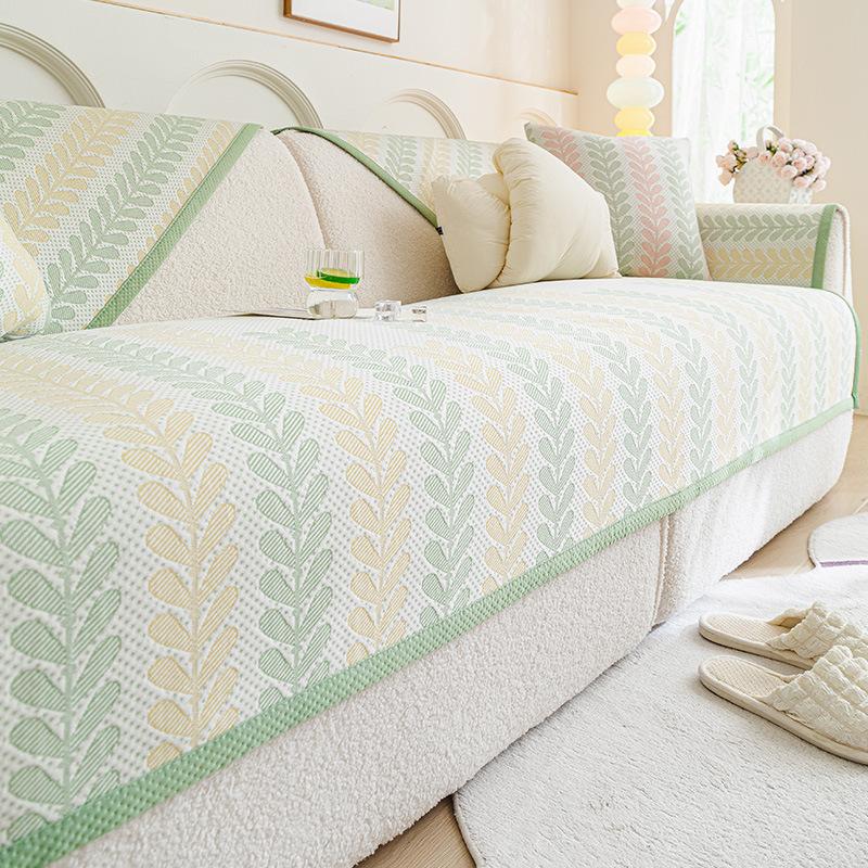 Ice Silk Sofa Cushion, Summer Sofa Mat Cushion  New Fixed Non-Slip Seat Cushion, Summer Advanced Feeling Cover Cloth