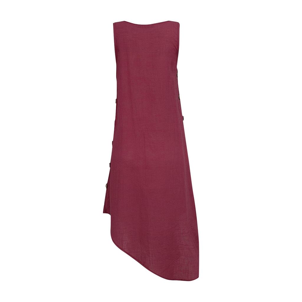 Women's Summer Sleeveless Beach Vest Skirt Asymmetric Beach Dress