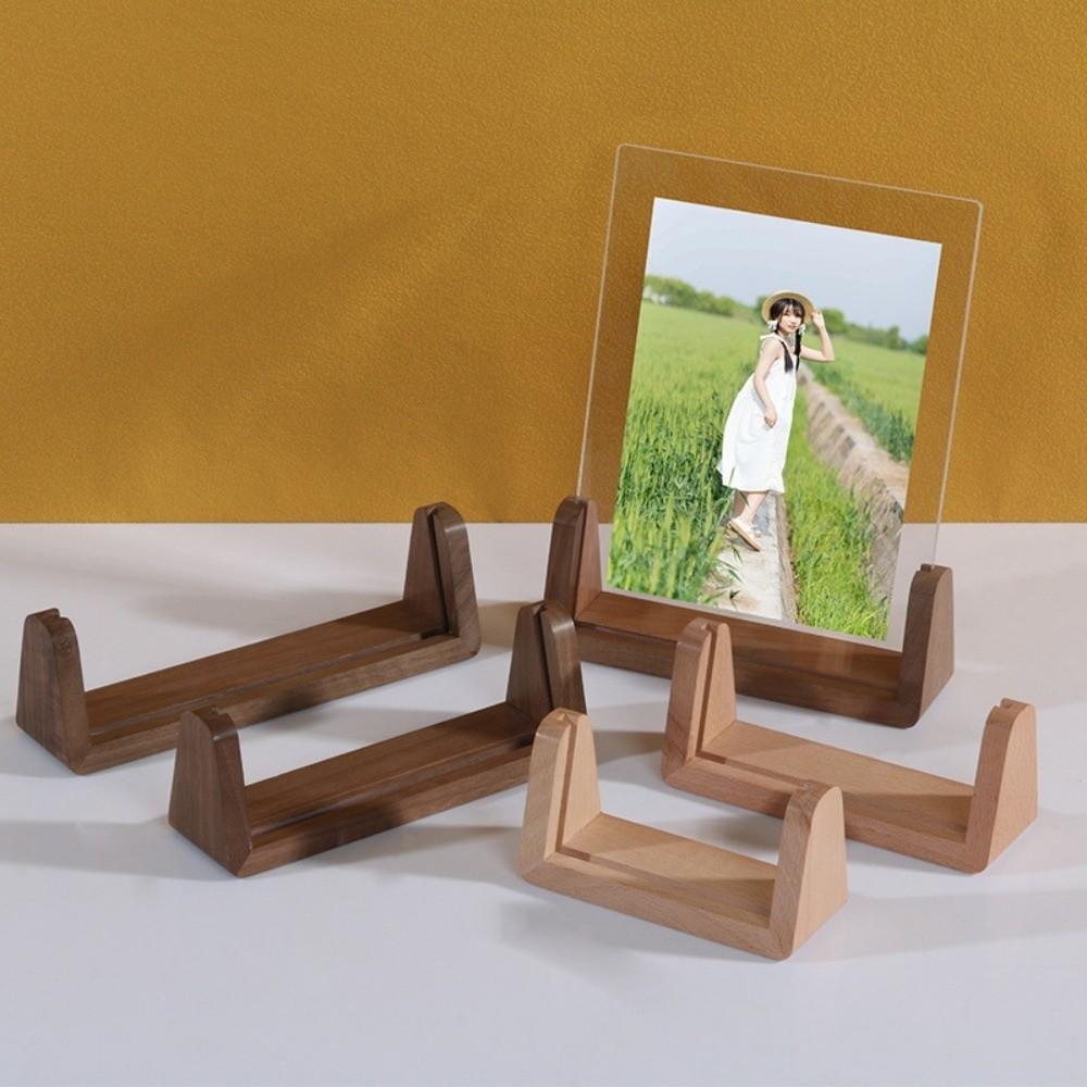 U-shaped Photo Frame Wooden Holder Beech Wood Photo Display Picture Frame Holder Desktop Walnut Wood Picture Holder Home Decor