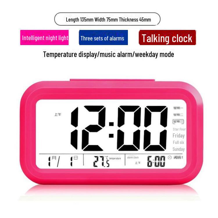 

«Детский умный светящийся будильник — модель для студентов с тремя настройками будильника и аккумулятором» Rechargeable розы красного