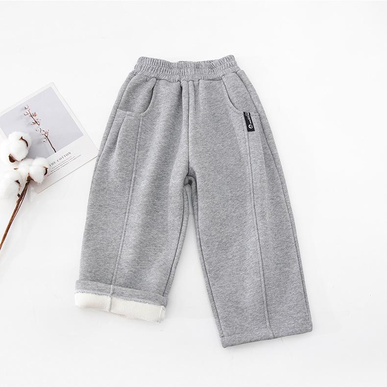 

Unisex Winter Velvet Wide-Leg Casual Pants for Kids, Men, and Women 110 світло-сірий колір