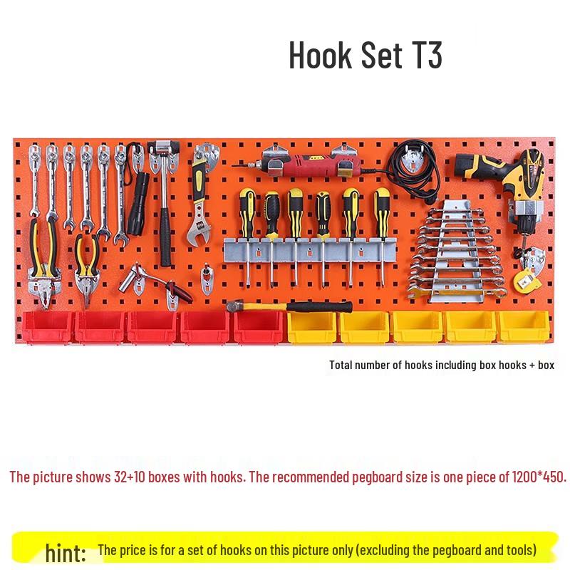 Square Hole Pegboard Tool Hook Kit
