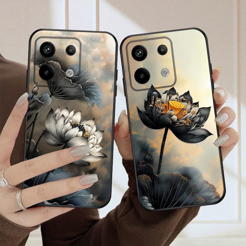 Oil Painting Lotus For Redmi Note 9 9S 10 11 12 12S 13 Pro+ Plus 5G India 14 Pro 4G Global 14S 13C 14C silicone soft phone case