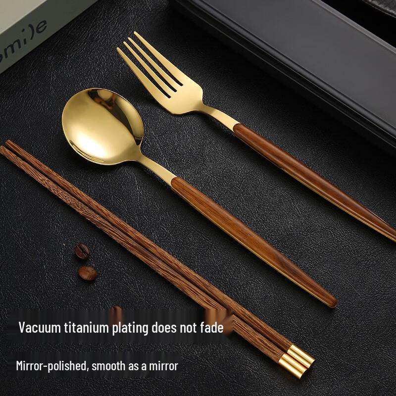 Tragbares 3-teiliges Essstäbchen- & Löffel-Set