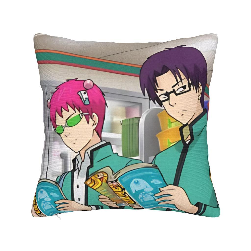 Saiki Kusuo Yare Yare Square Pillow Case  Cushion Cover Vintage Zipper Decor Throw Pillow Case Cover for Home 45x45cm