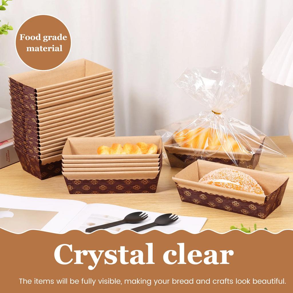 25 יחידות תבניות אפייה נייר תבנית כיכר לחם תבנית טוסט חד פעמיות מיכלי מזון לעוגה ליינר תבנית לחם עם שקיות ציוד אפייה