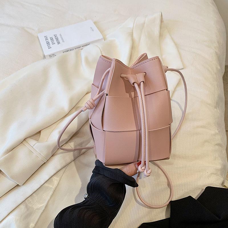 

Модная сумка-ведро из искусственной кожи ручной работы, высококачественная сумка через плечо на одно плечо розовый