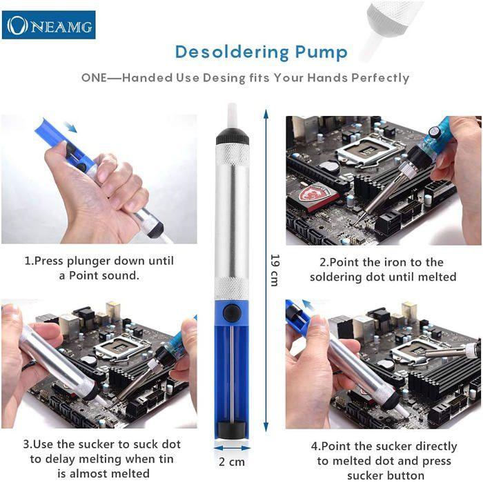 Lötkolben - ONEAMG - 60W - Einstellbare Temperatur - EIN/AUS-Schalter - Komplettes 13-in-1-Set