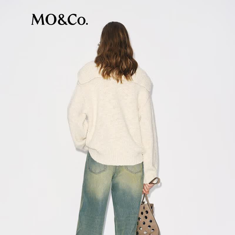MO&Co. Lambswool Dropped Shoulder Knit Sweater