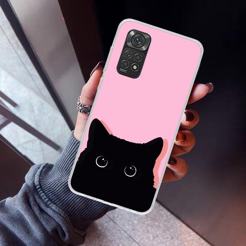 Cartoon Cute Black Cat Phone Case For Xiaomi Redmi Note 15 14 14S 13 12S 12 Pro Plus 11S 11 10S 10 4G Cover 11E 11T 5G Print Fun