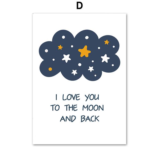 Cartoon Anzahl Alphabet Regenbogen Wolke Bär Wand Kunst Leinwand Malerei Nordic Poster Und Drucke Wand Bilder Für Kinder Zimmer Dekor