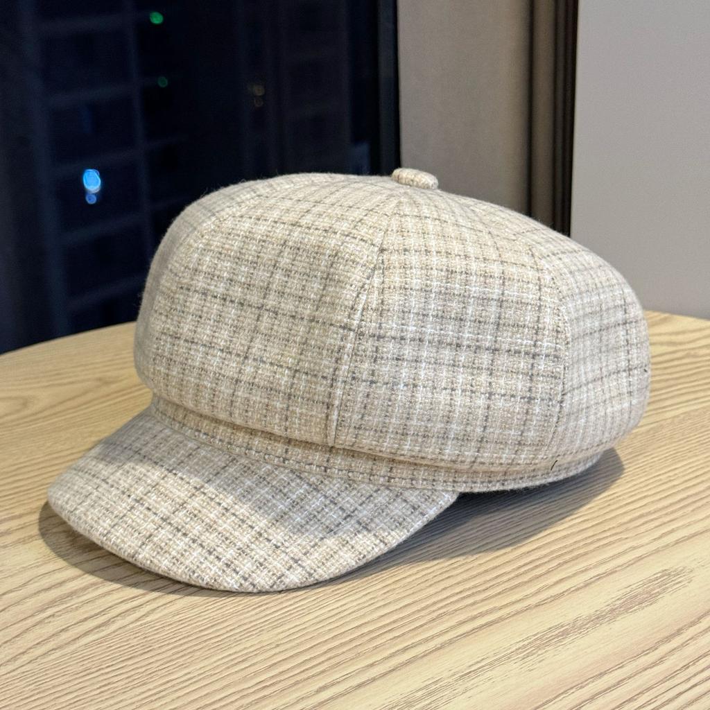Octagonal Hat for Women In Autumn and Winter New Fashionable and Versatile Face Showing Beret British Retro Peaked Hat
