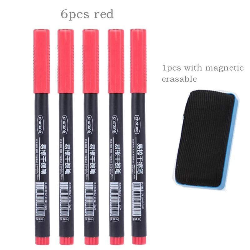 8 buc Marker Whiteboard Șters 0.5mm Vârf Fin Cerneală Neagră/Albastră/Roșie Marker Tablă Școală Birou Artă Scris Papetărie