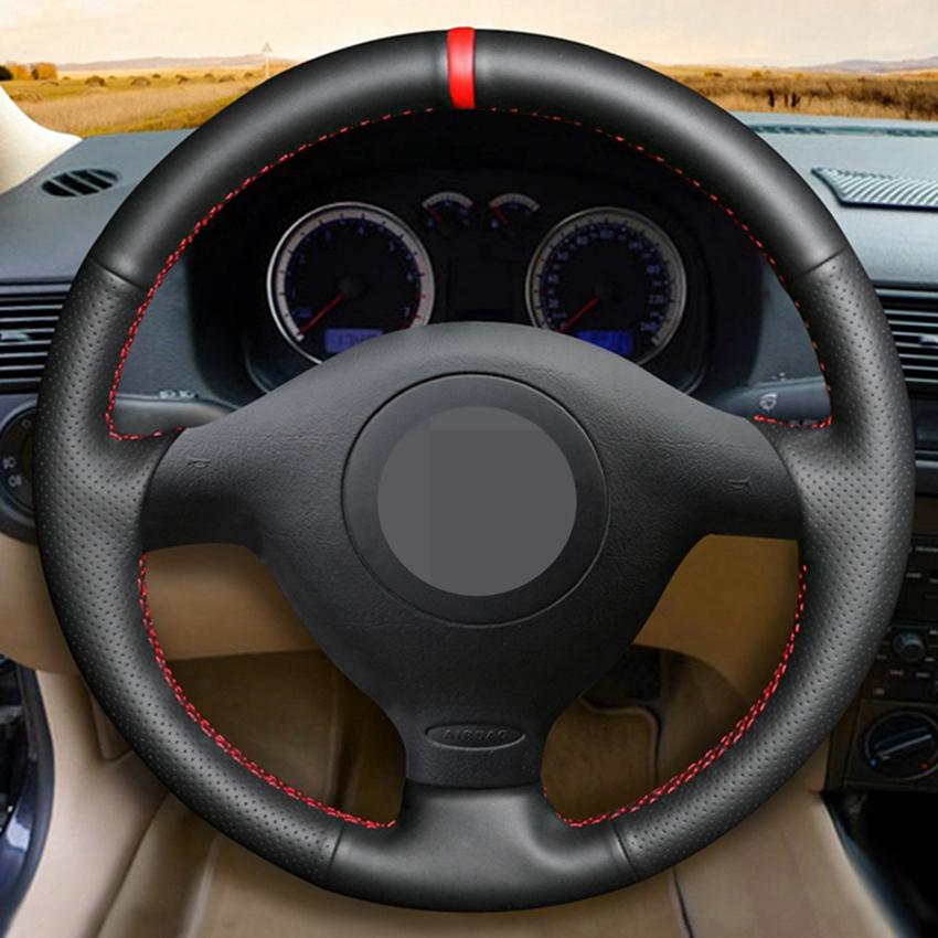 

Чехол на руль автомобиля из искусственной кожи для Volkswagen VW Golf 4 Passat B5 1996-2003 Seat Leon 1999-2004 Polo