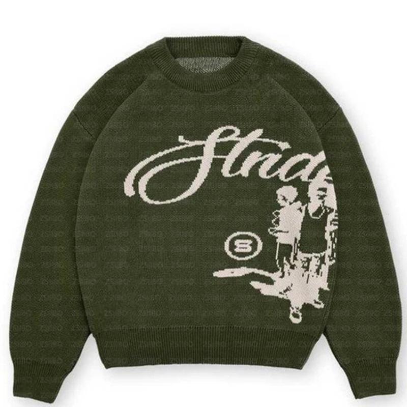 European and American Autumn and Winter Street Fashion Personalized Jacquard Casual Knitted Pullover Sweater