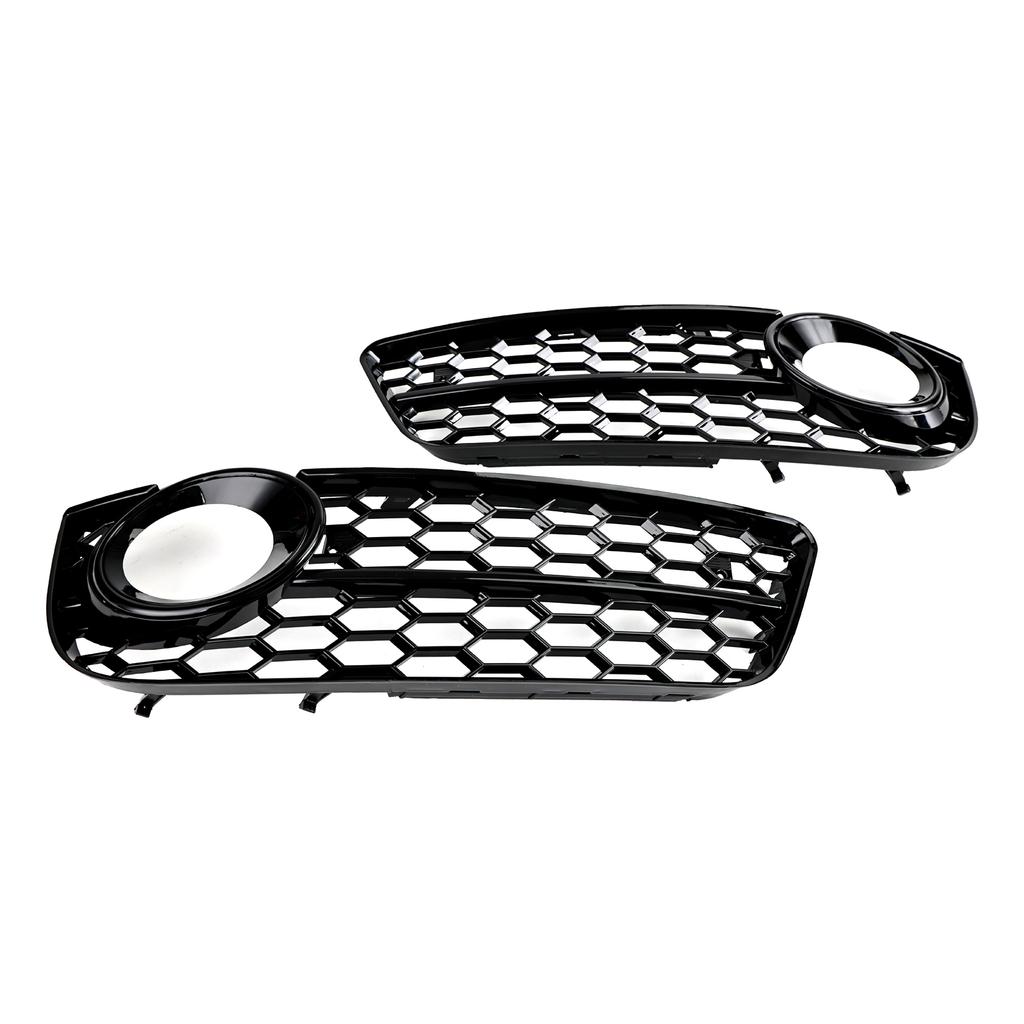 Pair Honeycomb Front Fog Lamp Cover Grille Grill Fit A5 2007-2011