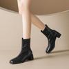 2026 Spring Autumn Shoes Women Fashion Modern Boots Square Heels 4cm Brand Ladies Ankle Boots Black Brown Plus Size 42