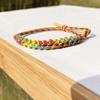 Hand Woven Peach Flower Bracelet Good Luck Charm Bangle Cotton Thread Handchain Traditional Craftsmanship Wristchain